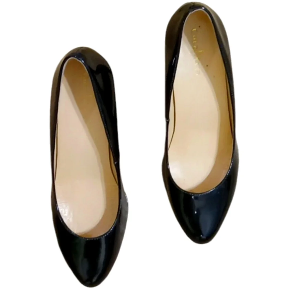 Cole Haan Heels Black Patent Leather Platform Lightly Cushioned Almond Toe